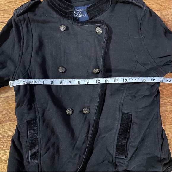 American Eagle Women’s Black Double Breasted Military Band Jacket Large - Picture 13 of 14